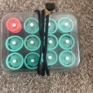 Vintage Clairol Hot Curlers & Two cosmetic bags.